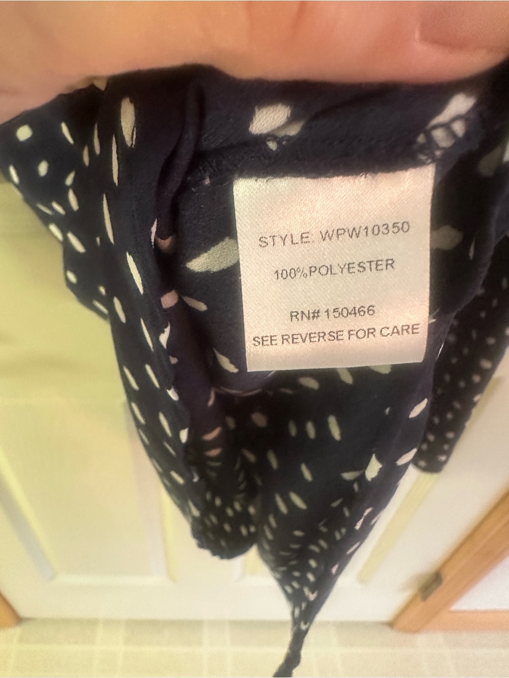 41 Hawthorn Navy Blue White Polka Dot V-Neck Blouse EUC - Picture 5 of 6